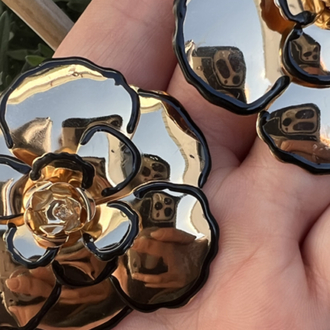 Blackgold floral küpe