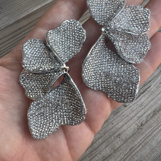 Silver floral büyük küpe
