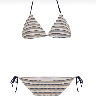Triko desenli üçgen bikini takımı