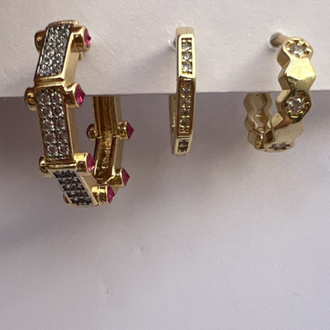 Üçlü set ruby küpe