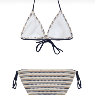 Triko desenli üçgen bikini takımı