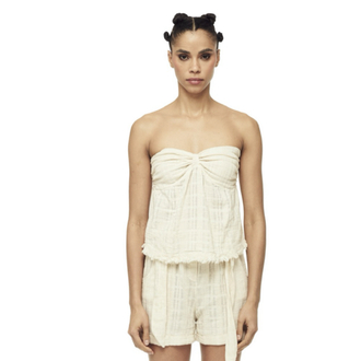 Be straplez bluz bej 6173