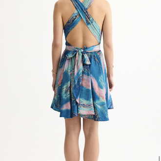 Hera blue ipek mini elbise sj201