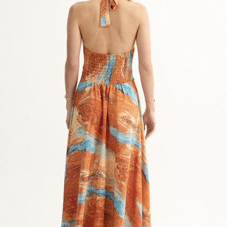 Hera orange maxi elbise ld1582