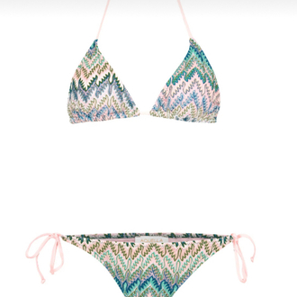 Triko desenli üçgen bikini takımı