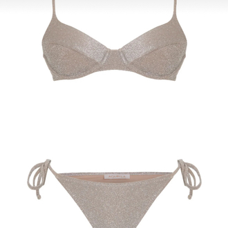 Lurex gümüş gri balenli bikini takımı