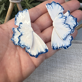 Bluewhite floral küpe
