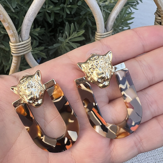 Brown tiger küpe