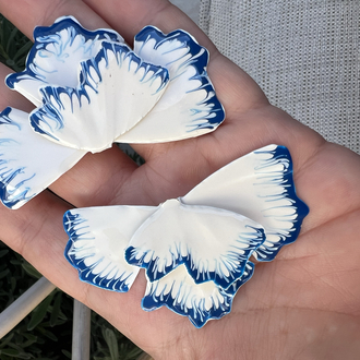 Bluewhite floral küpe