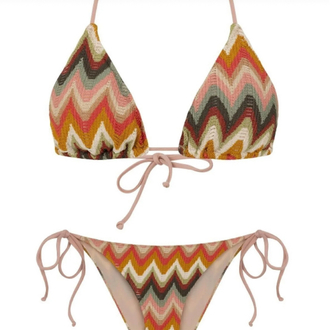 Triko zigzaglı bikini takımı