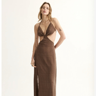 Arani mocha rayon maxi elbise