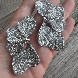Silver floral büyük küpe