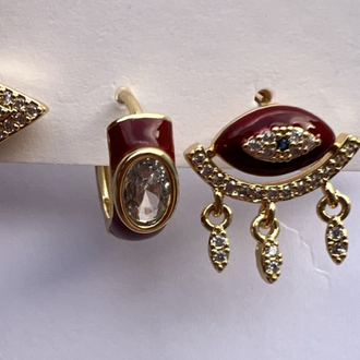 Üçlü set the bordeux küpe