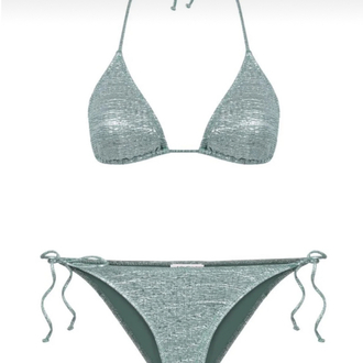 Parlak yeşil üçgen bikini takımı