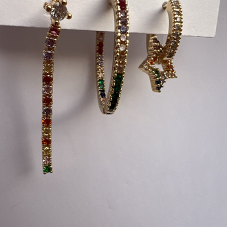 Üçlü set rainbow küpe