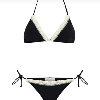 Dantel detaylı siyah bikini takımı