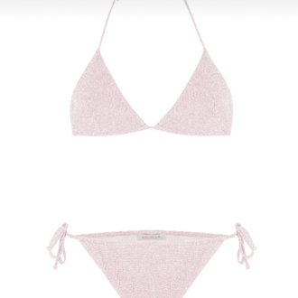 Lurex pudra rengi bikini takımı