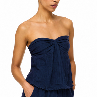 Lacivert straplez bluz 6173