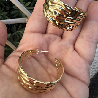 Gold kalın halka büyük küpe