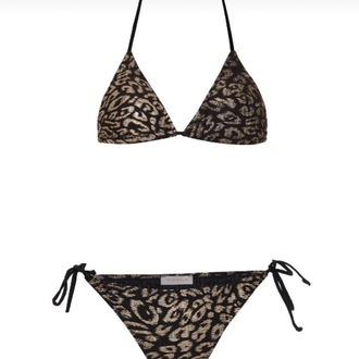 Gold leopar desenli bikini takımı