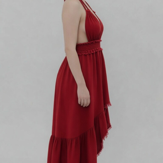 Kırmızı dokuma elbise 3519