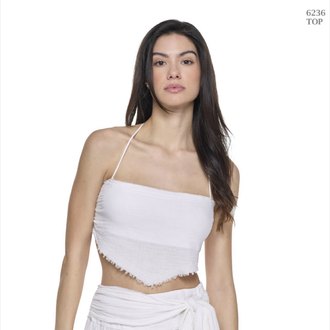 Müslin pantolon crop takım beyaz 6236-5245