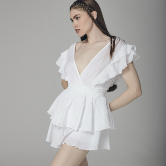 Mandy short etekli elbise beyaz 3531