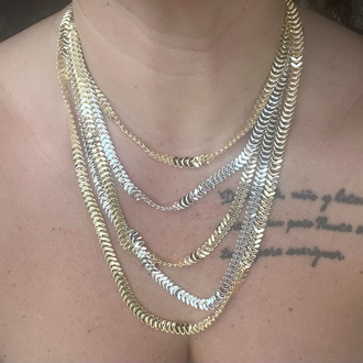 Gold silver mix çoklu kolye