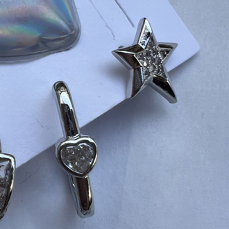 Üçlü set star heart küpe