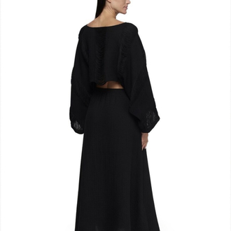Siyah boho dokuma bluz 9029