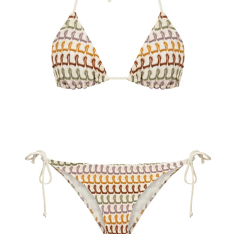Çok renkli triko bikini takımı