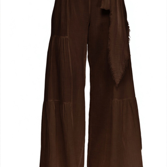 Müslin crop pantolon takım kahverengi 6236-5245