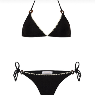 Süet dokulu siyah bikini takımı