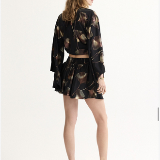 Velora Black Takım crop şort etek