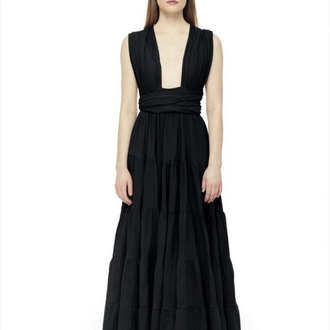 Maxi siyah müslin elbise 4143