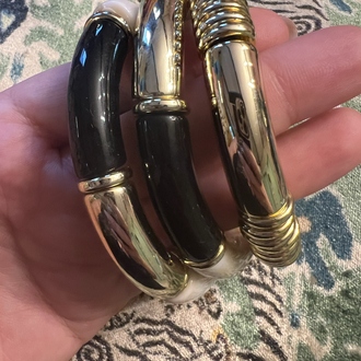 Üçlü siyah -ekru -gold bilezik set