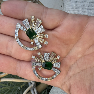 Round retro küpe yeşil