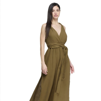 Kahverengi müslin elbise 4285