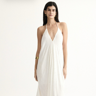 Viscose beyaz LD1113 maxi elbise