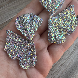 Sparkly rainbow floral küpe