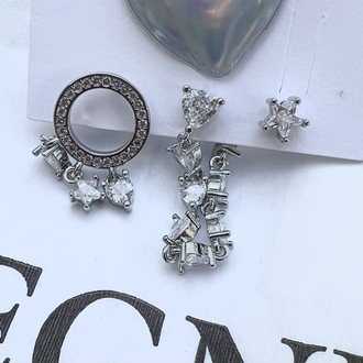 Üçlü set sparkly küpe
