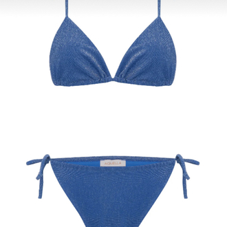 Saks mavi lurex bikini takımı