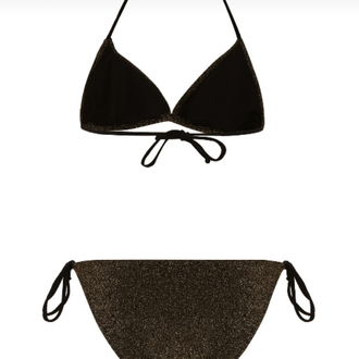 Koyu yeşil simli lurex bikini takımı