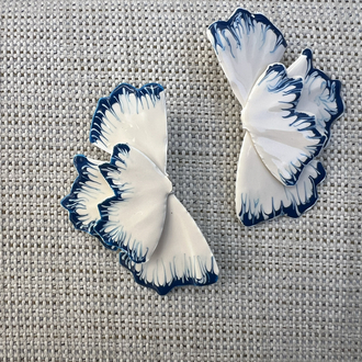 Bluewhite floral küpe