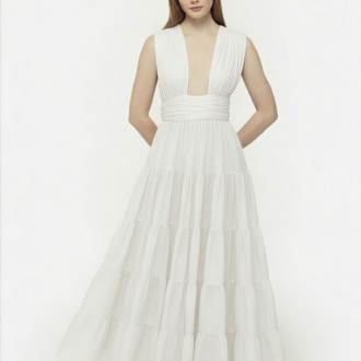 Beyaz müslin maxi elbise 4143