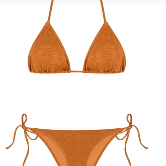 Lurex dokulu turuncu bikini takımı