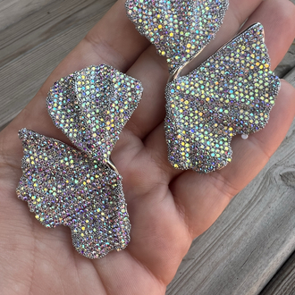 Sparkly rainbow floral küpe