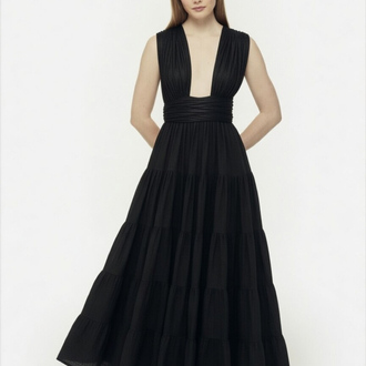 Maxi siyah müslin elbise 4143