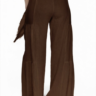 Müslin crop pantolon takım kahverengi 6236-5245