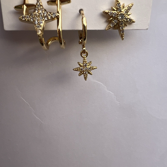Üçlü set skyfall gold küpe